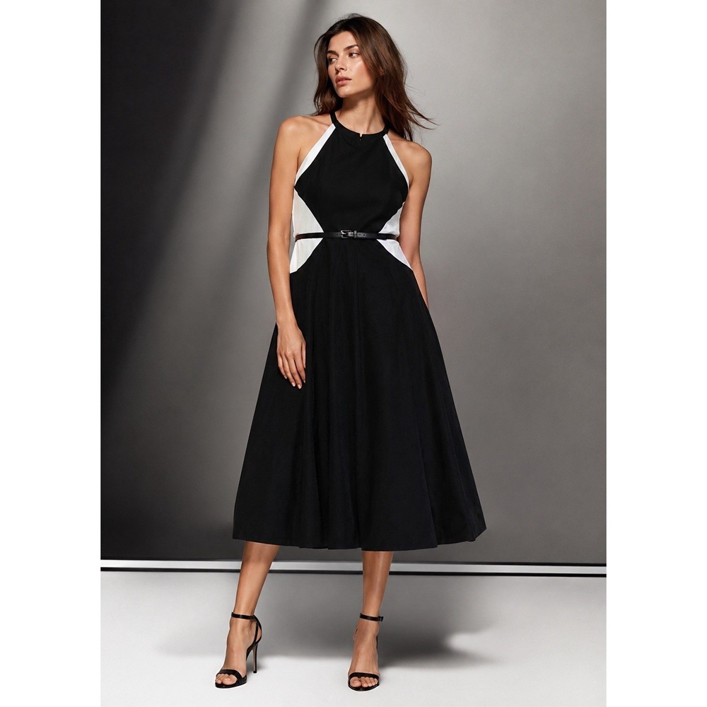 DKNY Sheath Gown Women's Black White SZ 12 Long‎